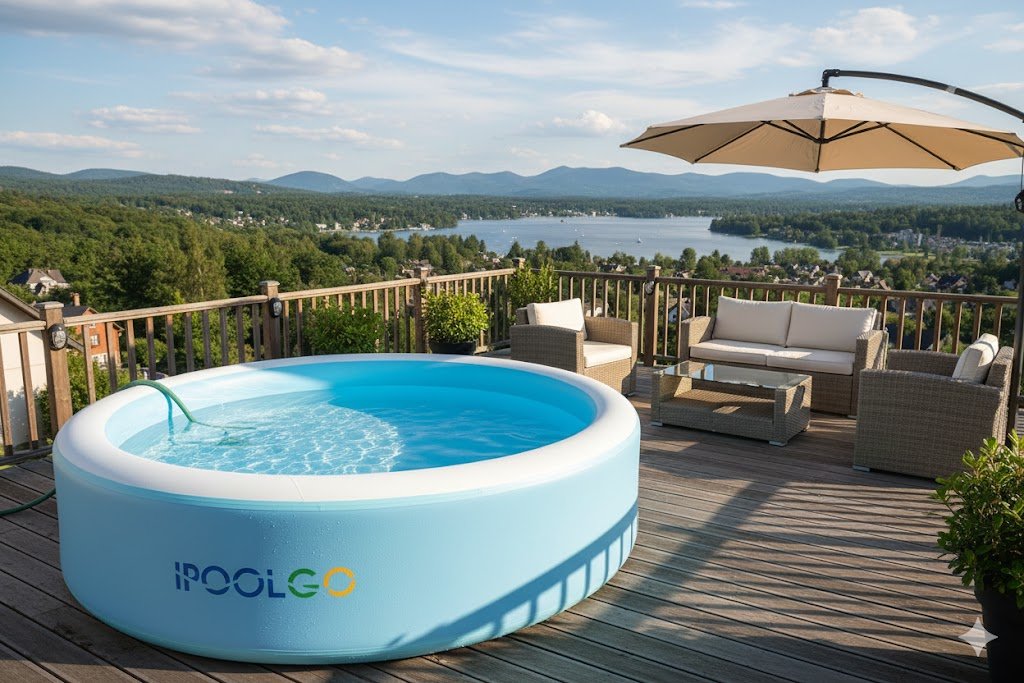 Piscine hors‑sol haut de gamme Pool France dans un jardin